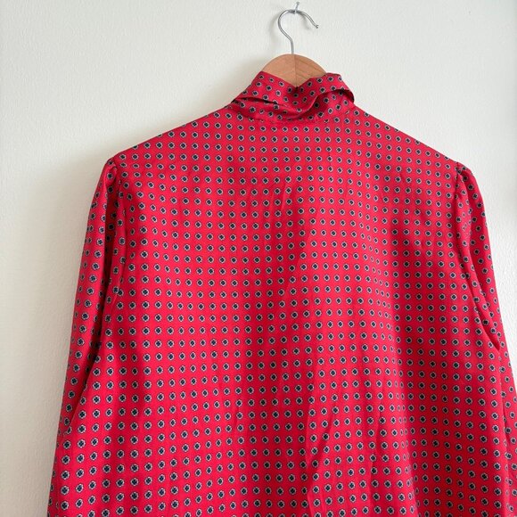 Alfred Dunner Vintage Long Sleeve Front Button Blouse Red Women’s Size 14 - Picture 4 of 8
